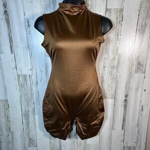 SKIMS Shine Mock Neck Bodysuit Jasper (Warm Brown) 2XL | Compression | MSRP $145